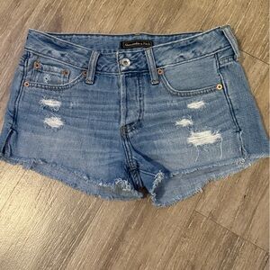 Abercrombie & Fitch Light Blue Distressed Jean Shorts